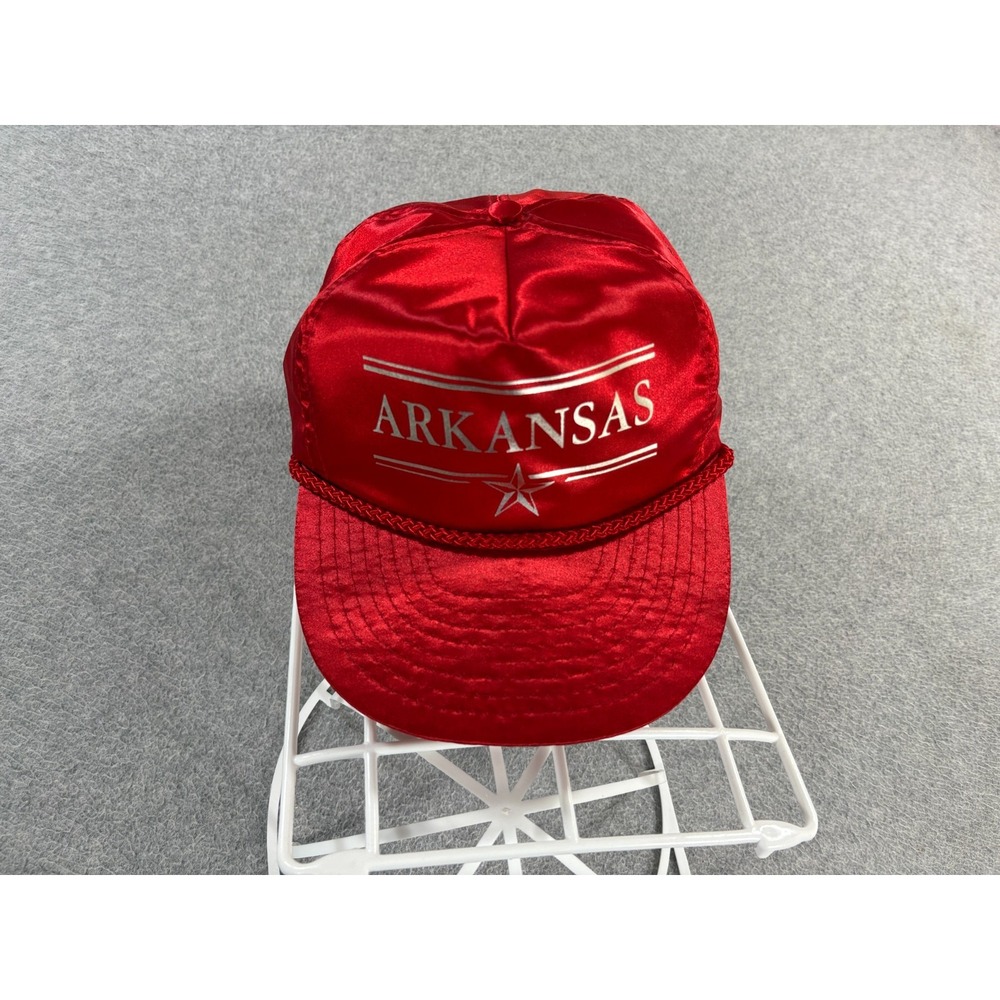 Arkansas Vintage 1980's Satin Adjustable‎ Rope Hat (Adult) Red - Nissin